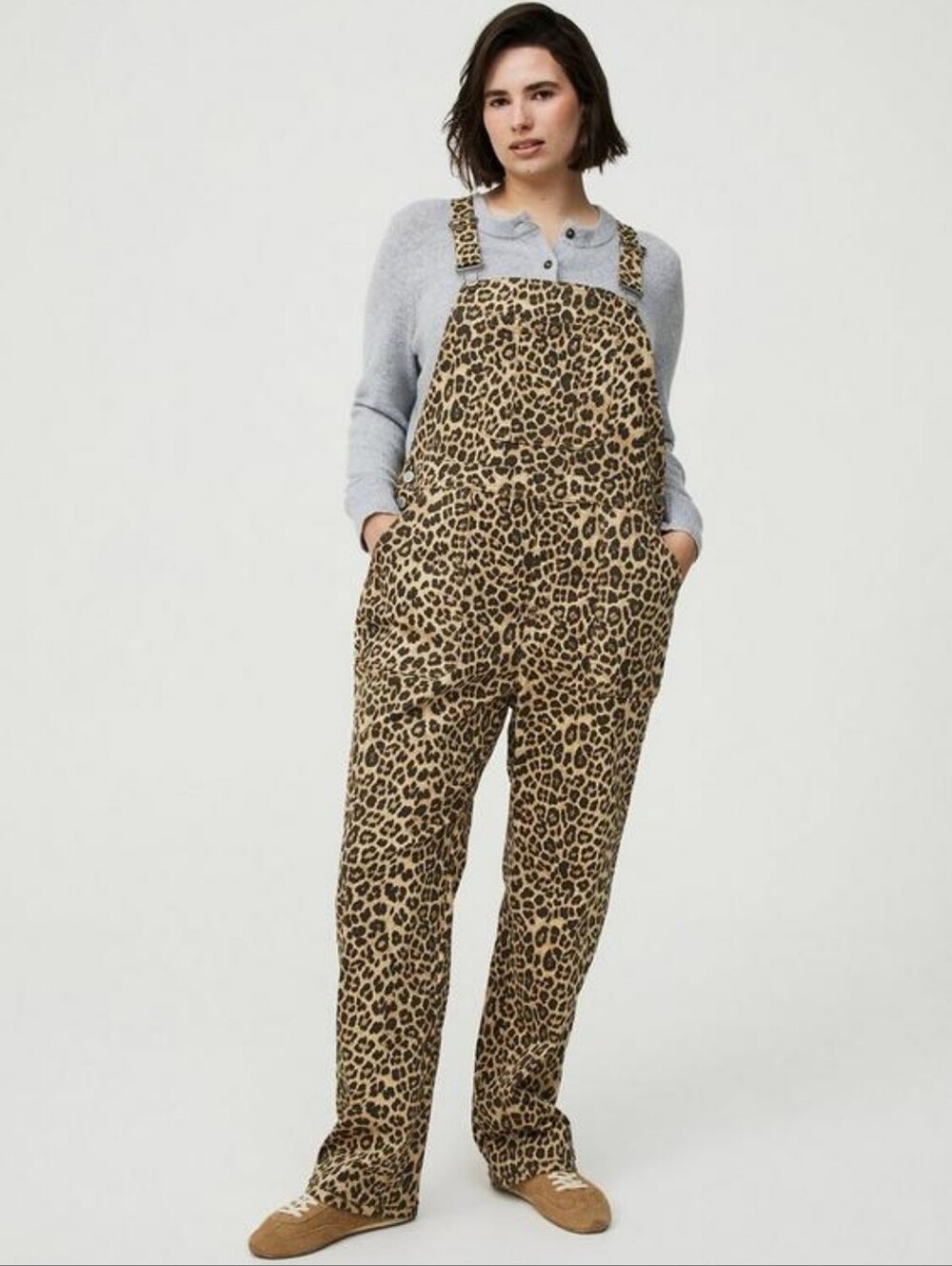 TORRID Leopard Print Straight-Leg Overalls — "Fifties Leopard" Size 18 Short